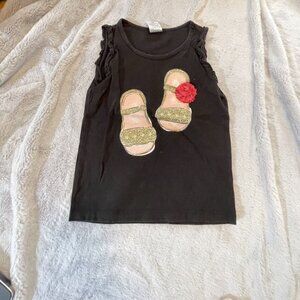 Gymboree Girls Ruffle Sleeve Tank Top With Glitter Sandal Graphic